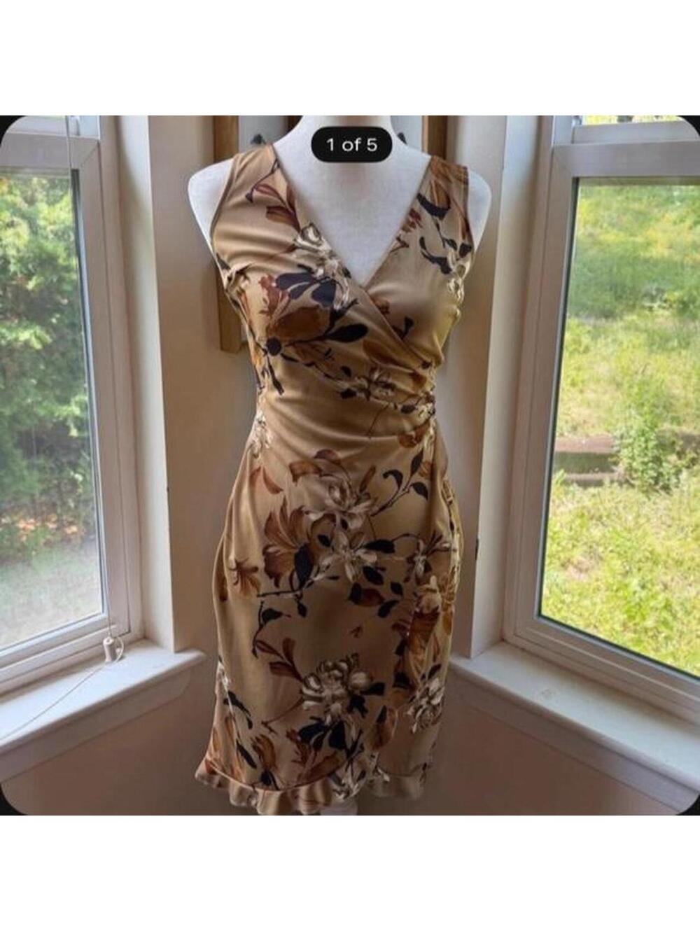 City Triangles Brown Floral Wrap Dress | Vintage 90s/Y2K